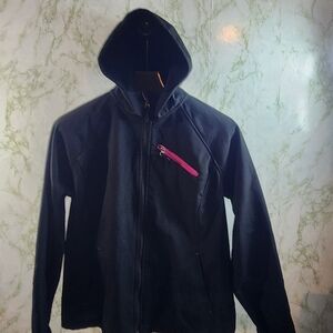 FREE TECH Black Hooded Fleece Lined Warm Jacket